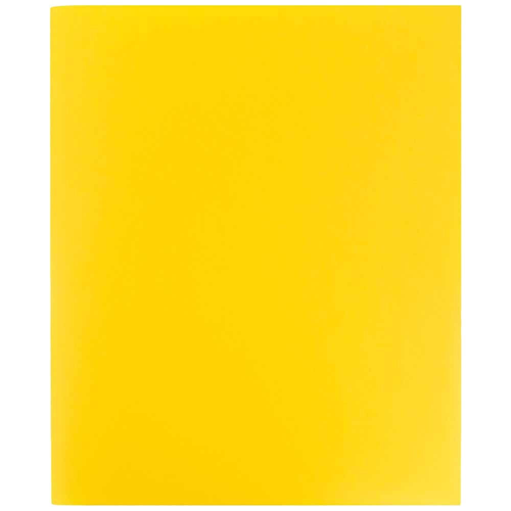 JAM Paper Heavy Duty Plastic 2 Pocket Extra Tough School Folders, Yellow, Bulk 48/Pack