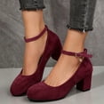 thumbnail image 2 of Women’s Slingback Pumps Block Heels Pointed Toe with Ankle Strap Elegant Closed Toe Dress Shoes for Wedding Evening Wine Size 8, 2 of 5