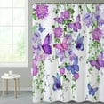 thumbnail image 5 of SUNOLIFE Purple Buttlefly Shower Curtain Floral Waterproof Fabric Bathroom Curtain 72x72 in, 5 of 5