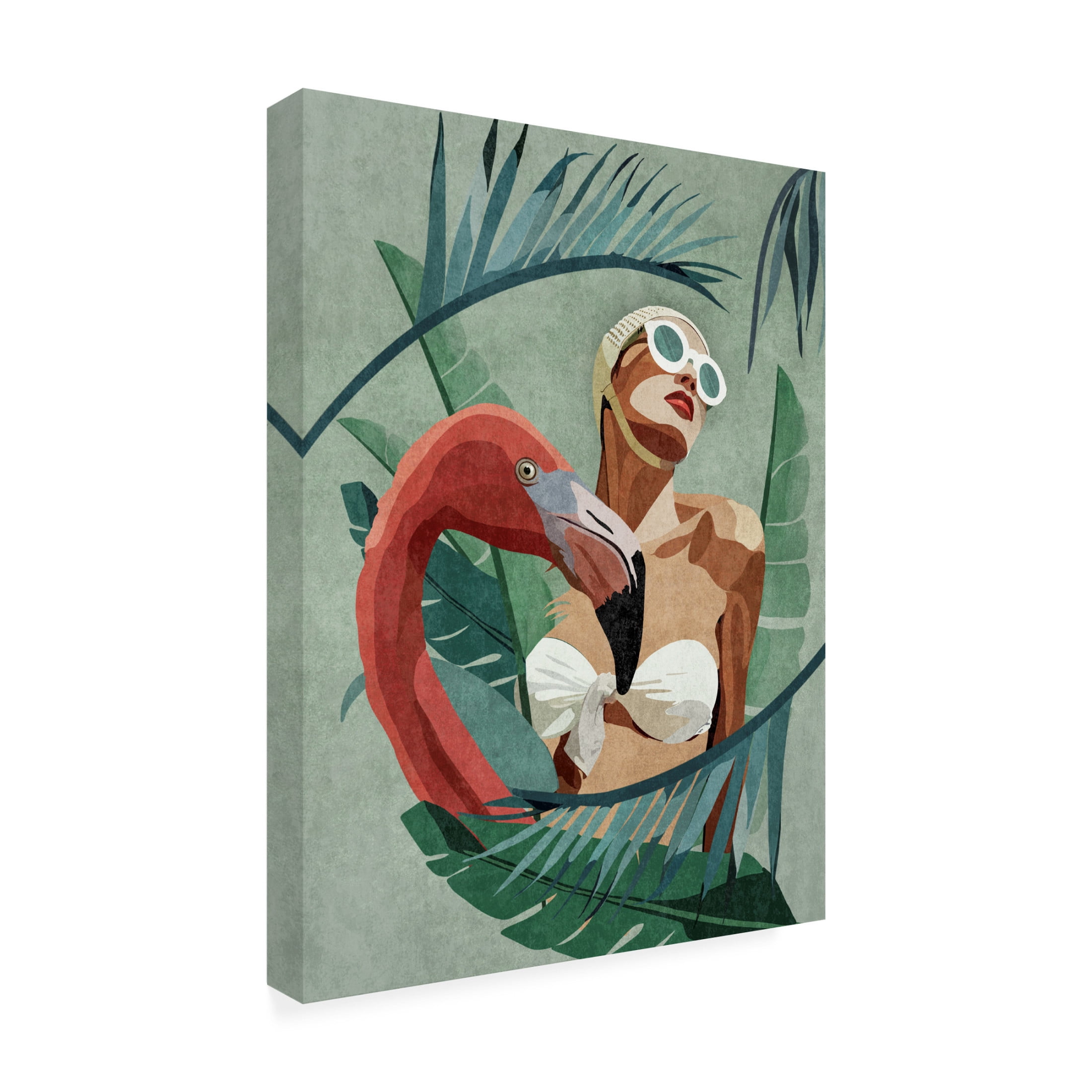 Trademark Fine Art Emel Tunaboylu Flamingo Lady Canvas Wall Art