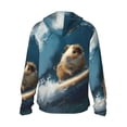 thumbnail image 3 of Uemuo Surfing Guinea Pig Pattern Women's Full Zip UPF 50+ Sun Protection Hoodie Jacket Long Sleeve Sun Shirt Hiking Outdoor Performance with Pockets-, 3 of 9