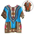 thumbnail image 4 of yotijay African Dashiki T Shirt, Comfortable V Colour Short Sleeve Shirts Tops , Size, 4 of 8