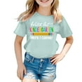 thumbnail image 4 of SGMVNU Shirts for Girls Short Sleeve Shirts Trendy Casual Classic Crewneck Loose Fit Cartton Printed Cotton Shirts Workout Tops for Age 10-11 Years, Light Green, 4 of 4