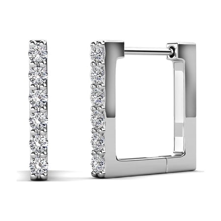 Cate & Chloe Sydney 18k White Gold Plated 14mm Hoop Earrings with Swarovski Crystals for Women