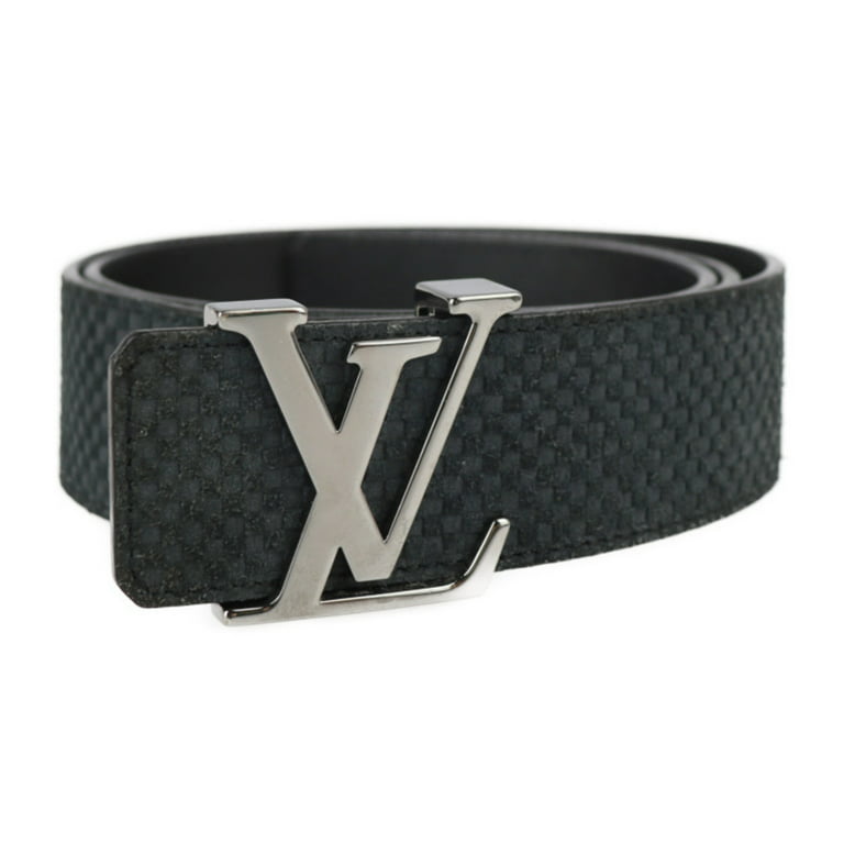 Authenticated Used LOUIS VUITTON Louis Vuitton Sunture LV Initial Micro  Damier Belt M6875V Notation Size 85/34 Suede Leather Noir Black Silver
