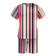 thumbnail image 2 of Vedolay Two Piece Set For Men Mens Short Sets 2 Piece Outfits Casual Short Sleeve and Shorts Stripe Set,Black M, 2 of 4
