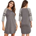 thumbnail image 4 of Women's Nightgowns 3/4 Sleeve Sleep Shirts Soft Two Striped Nightshirts Contrast Color Nightdress S-3XL, 4 of 7