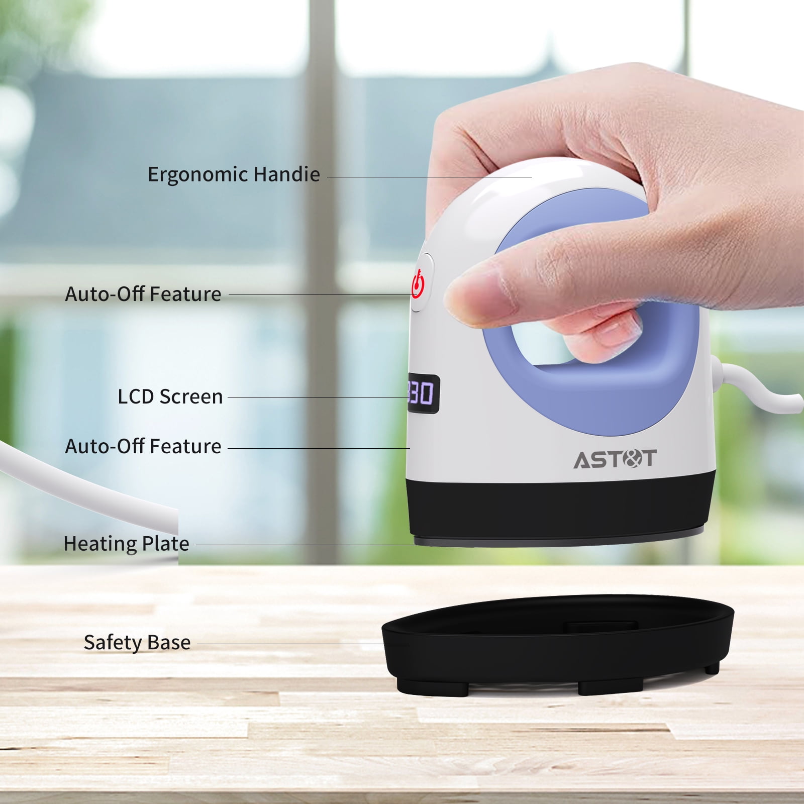 AST&T Mini Heat Press Machine Purple, Portable Digital Iron for Shoes, Hats, T Shirts,HTV Vinyl and Small DIY Project