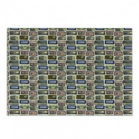 

Retro Cutting Board Cartoon Style Radio Pattern Multimedia Broadcasting Communication Theme Old Equipment Decorative Tempered Glass Cutting and Serving Board Small Size Multicolor by Ambesonne