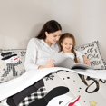 thumbnail image 4 of Manfei Kawaii Snowman 7 Pieces Bedding Comforter Set,Classic Geometric Plaid Full Bedding Set,White Black Gray Fitted Sheet Flat Sheet For Kids,Super Cozy Room Decor, 4 of 8