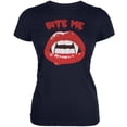 thumbnail image 1 of Halloween Vampire Bite Me Bleu Marine T-Shirt Doux pour Adolescentes, 1 of 1