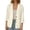Beige 13, variant on Karymi Rain Coats for Women Solid Linen Blend 3/4 Rolled Sleeve Blazer Jacket, Lapel Three Button Open Front Casual Suit Coat with Patch Side Pockets Rain Coats for Women