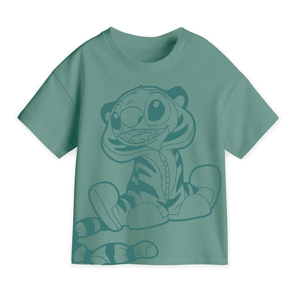 Playera Casual Stitch para Bebes Manga Corta Verde Talla 3X