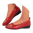 thumbnail image 2 of Women's Wedge Cut-Out Flats Breathable Soft Sole Slip-On Casual Summer Footwear Red 41, 2 of 9