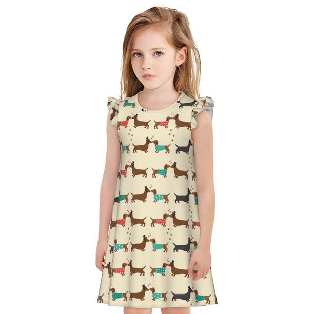 Balery Dachshund Dog Camisón de princesa para niñas, pijama de algodón con mangas abullonadas, suave y bonito.-XX-Large
