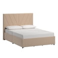 thumbnail image 2 of Weston Home Gaylen Fabric V-Channel Headboard Storage Full Platform Bed, Beige, 2 of 9