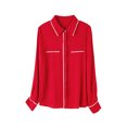 thumbnail image 2 of Camisas y blusas de seda real de manga larga para mujer de nuevo diseño 2022, blusas elegantes de oficina de alta calidad para mujer, 2 of 5