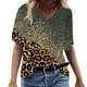 thumbnail image 1 of ICHUANYI Clearance Women Fashion Summer Sexy Fold Printed Regular Women Short Sleeves V Neck Button Top(Army Green, L) ICHUANYI WER2023081113630, 1 of 5