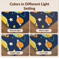 thumbnail image 7 of Design&I 4'x6' Washable Area Rug Flatweave Daily Traffic Ready Galaxy Rocket Comet Map Rings Field Chart Nebula Motifs Astronaut for Dorm Room, Living Apartment, 7 of 7