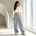 thumbnail image 4 of Evdexr Wide Leg Sweatpants Womens with Pockets Elastic Waist Baggy Trousers Fall Winter Palazzo Casual Pants Lightweight High Waisted Solid Color Joggers 2XL, 4 of 6