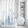 thumbnail image 2 of No Hook Shower Curtain, Aqua Coastal Shower Curtains for Bathroom with See Through Top Window, Summer Ocean Coral Jellyfish Seahorse Starfish Waterproof & Washable Bath Curtain Small Stall 36"x78", 2 of 9