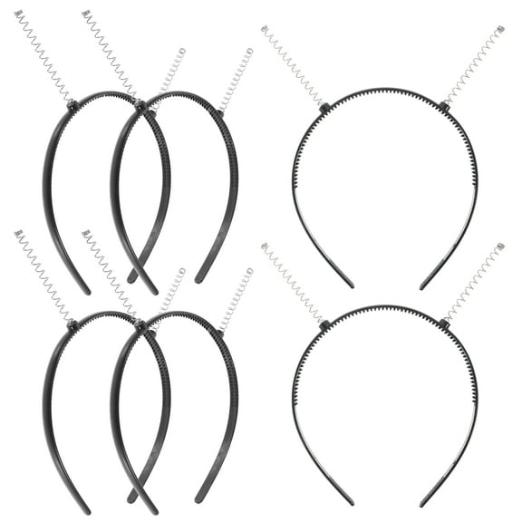 POPETPOP 6Pcs Comfortable Black Plastic Headbands with Teeth for Secure Hair Hold