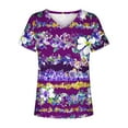 thumbnail image 5 of SMihono Hauts pour Femmes Été Décontracté Chic Blouse Imprimée T-Shirts Décontractés Col en V Manches Courtes T-Shirts Oversize pour Femmes, 5 of 5