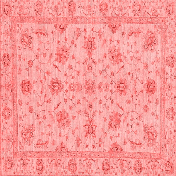 Ahgly Company Machine Washable Indoor Square Oriental Red Traditional Area Rugs, 5' Square