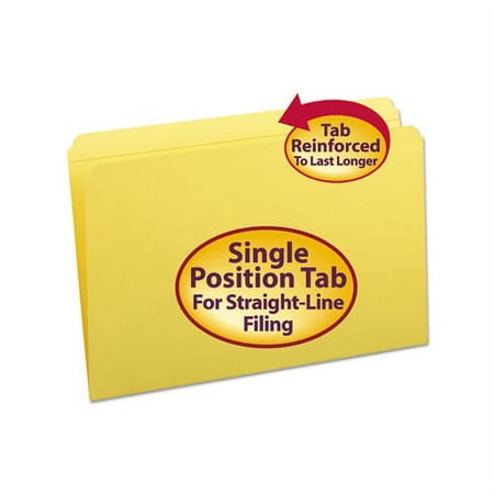Reinforced Top Tab Colored File Folders Straight Tab, Legal Size, Yellow, 100/Box