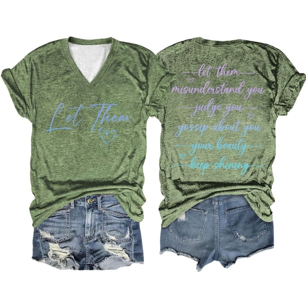 Camiseta informal de mujer con estampado de doble degradado, manga corta y cuello en V - Camiseta ligera y transpirable con gráfico de fútbol para el día del partido y para el uso diario
