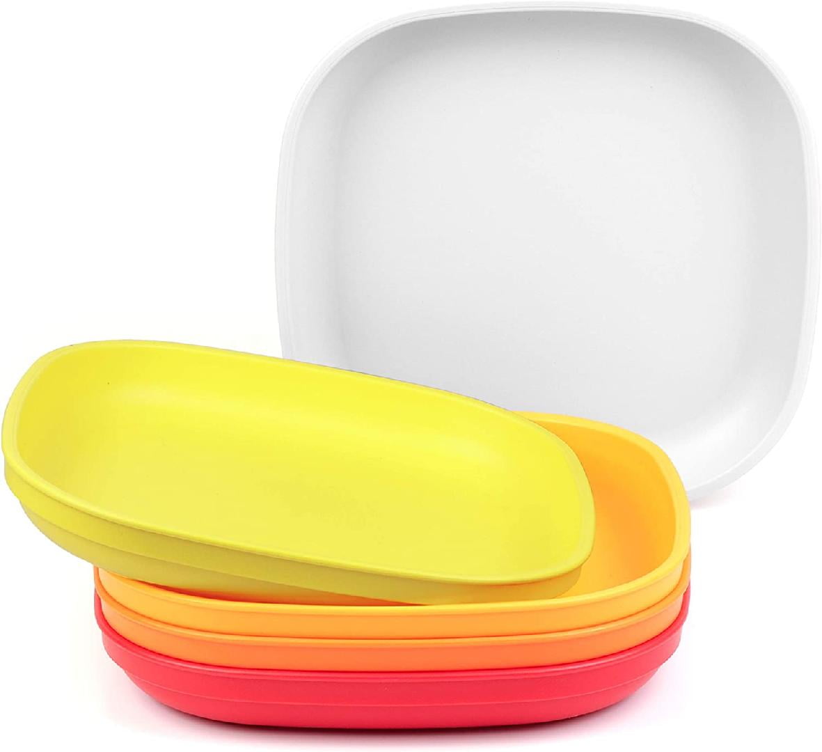 Set of 5 9" Deep Walled Dinner Plates Made in USA from cycled