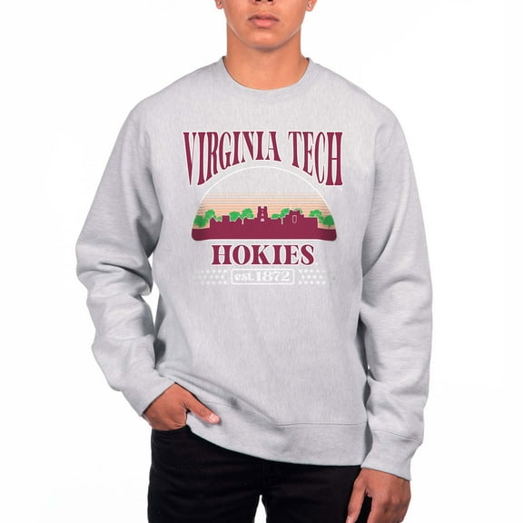 Men's Uscape Apparel Heather Gray Virginia Tech Hokies Premium Heavyweight Pullover Sweatshirt