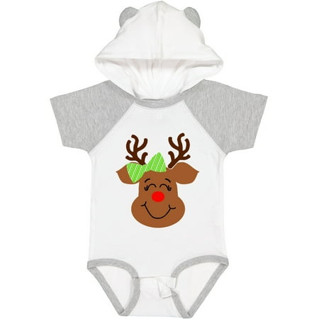 

Inktastic Cute Reindeer with Green Bow Boys or Girls Baby Bodysuit