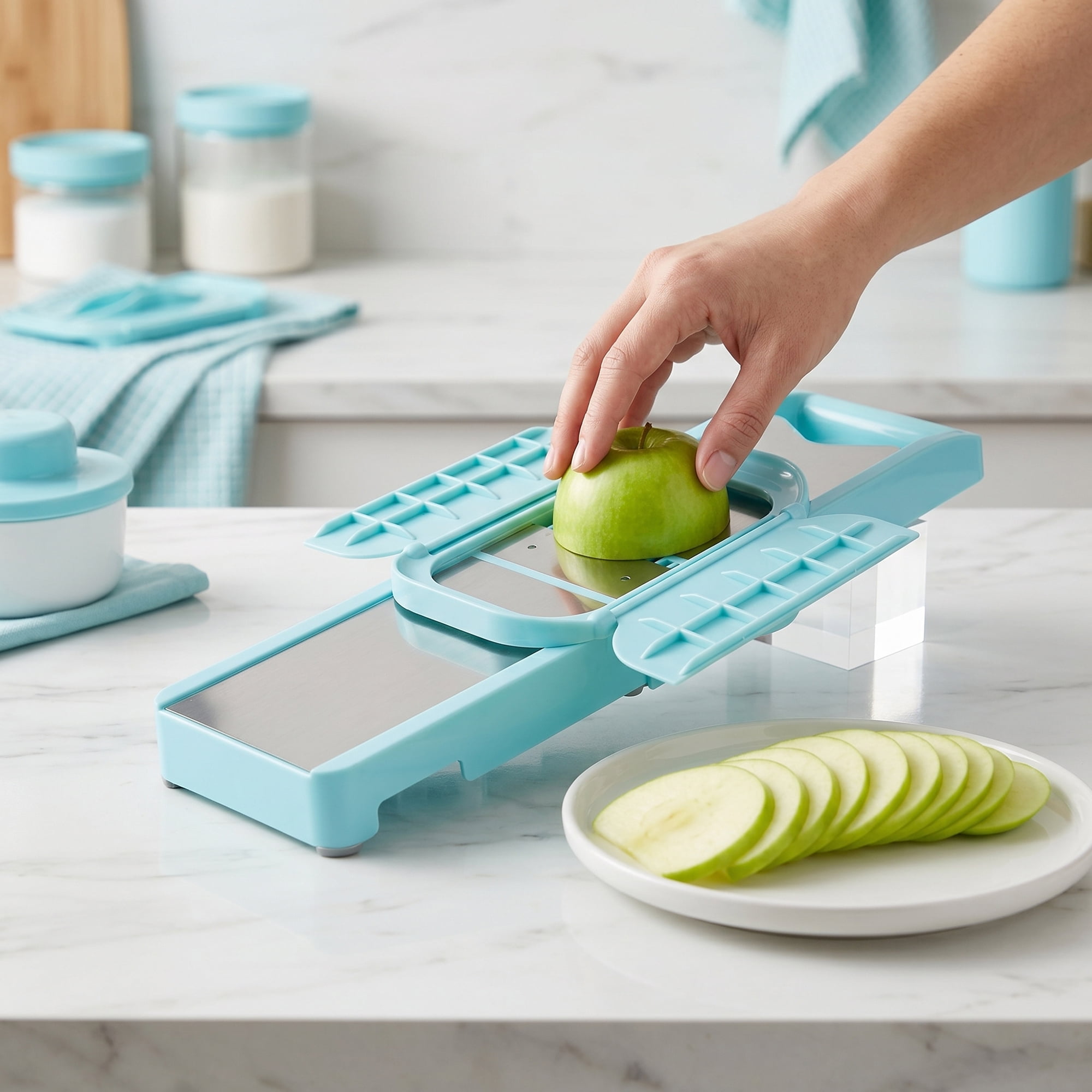 Unique Bargains Stainless Steel Mandoline Slicer with Safety Guard 3 in 1(A) 14.8"x3.9"