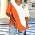 thumbnail image 5 of Jalioing V Neck Summer Shirt Women's Plus Size Short Sleeve Color Block Tee Shirt Casual Loose Pullover Tees Clothes, 5 of 6