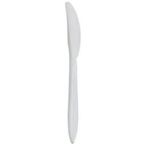 EcoQuality Disposable Plastic White Medium Knife - Great for Party, Soups, Kitchen, Office, Togo, Lunch, Cafeterias, Restaurants (125)