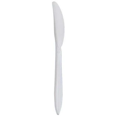 EcoQuality Disposable Plastic White Medium Knife - Great for Party, Soups, Kitchen, Office, Togo, Lunch, Cafeterias, Restaurants (125)