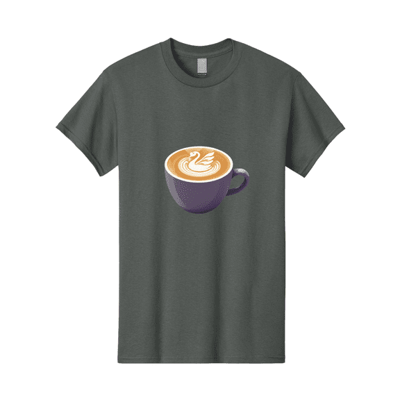Coffee-Cup-With-Swan Mens Graphic Tee, 100% Cotton, Casual Summer Wear
