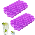 thumbnail image 1 of Bandejas para cubitos de hielo Premium, moldes de silicona para cubitos de hielo con tapa selladora, 74 bandejas para cubitos de hielo, moldes hexagonales reutilizables y seguros para cubitos de hielo, 1 of 6