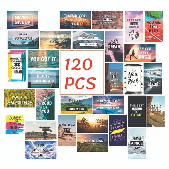 120 Pcs Motivational Cards & Inspirational Note Cards, Encouragement Cards with Inspiring Words, Mini Quote Cards for Students, Positive Affirmations & Appreciation Gratitude Business Cards