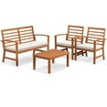 thumbnail image 4 of Gymax 4PCS Outdoor Furniture Set w/ Soft Seat Cushions Stable Acacia Wood Frame, 4 of 6