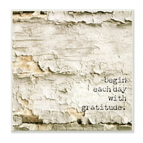 Stupell Industries Inspiring Gratitude Typography Phrase Rustic Flaked Tree Graphic Art Unframed Art Print Wall Art, Design by Graffitee Studios