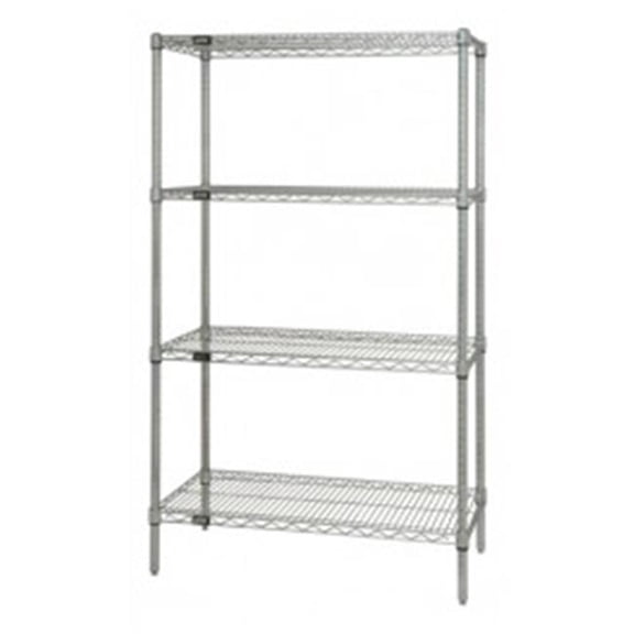 Quantum Storage WR86-2130C 4- Shelf Chrome Wire Shelving Starter Kit - 21 x 30 x 86 in.