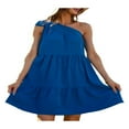 thumbnail image 1 of EIMELI Robes d'Été pour Femmes Grande Taille Sans Manches Épaules Dénudées Nœud Robe Débardeur Ligne A Robe de Plage Bleue m, 1 of 5