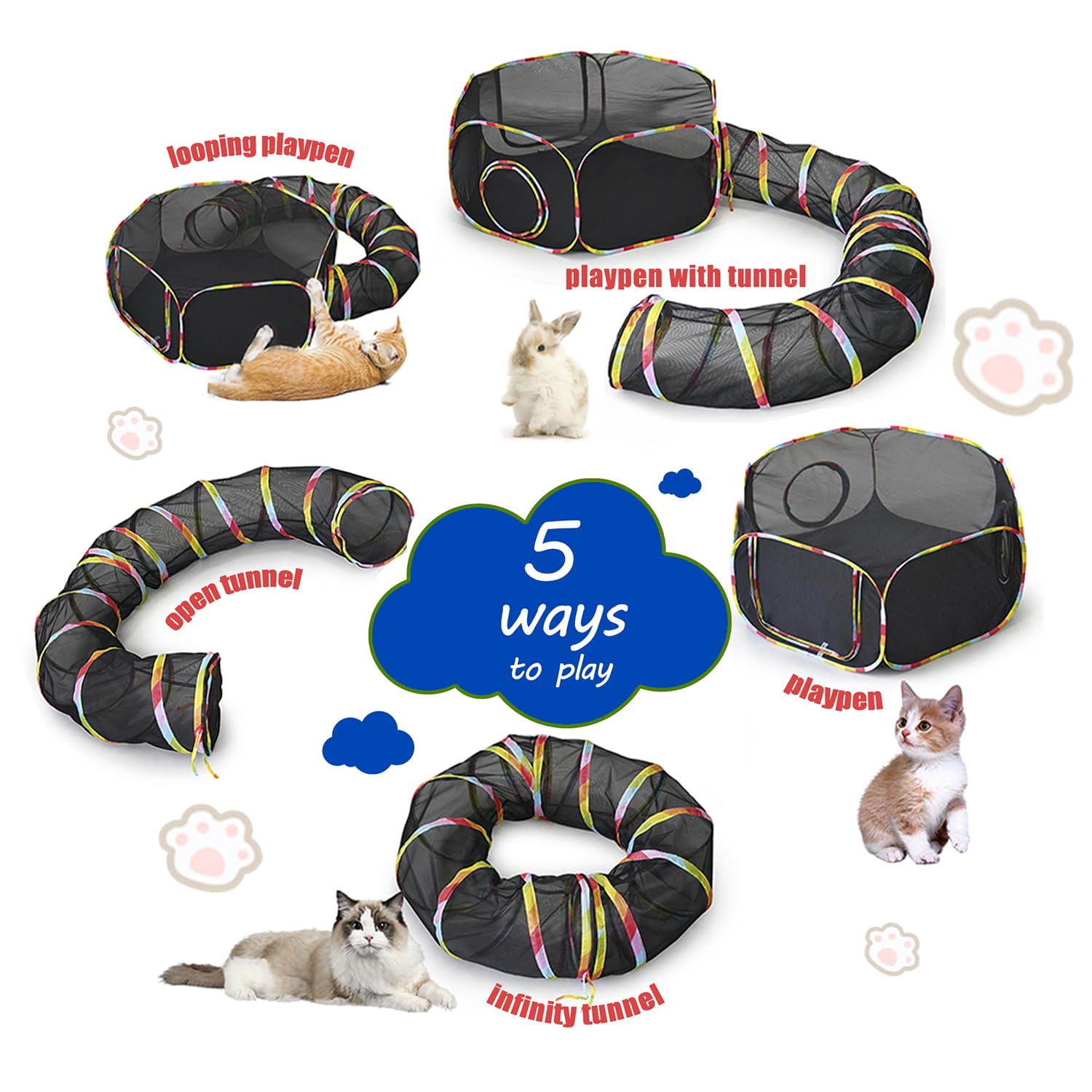 Outdoor Cat Enclosure  Portable Tents For Outside Cage Free Playpen Pet Tunnel Playground Indoor Cats & Small Animals