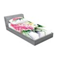 thumbnail image 2 of Ambesonne Floral Fitted Sheet & Pillow Sham Set, Hydrangea Flower Bouquet, Twinxl, Forest Green Yellow Pink, 2 of 2