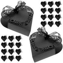 WHAMVOX  50 Pcs Gift Boxes for Candy Treat Love Heart Sweets Bride Black
