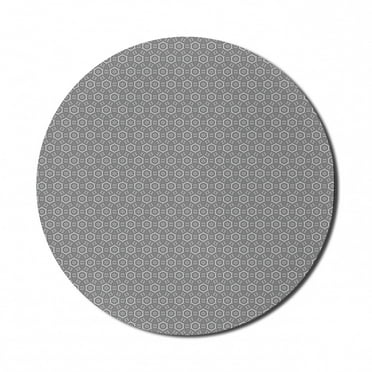 Vintage Mouse Pad for Computers, Continuous Nostalgia Monochromatic Lace Pattern with Geometric Motifs, Round Non-Slip Thick Rubber Modern Mousepad, 8" Round, Dark Taupe Grey White, by Ambesonne