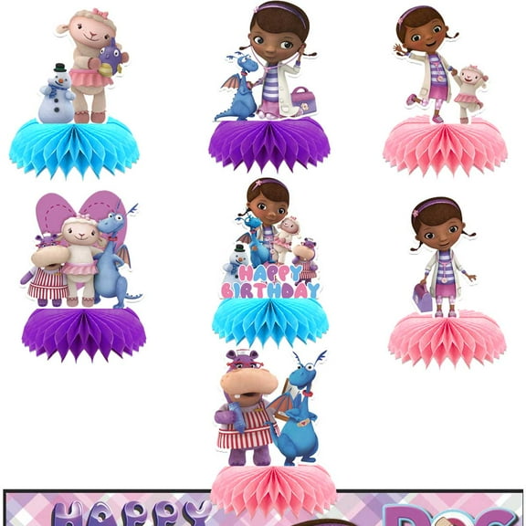 Doc Mcstuffins Honeycomb Centerpieces Table Toppers Decorations for Birthday Party Decor Supplies