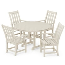 POLYWOOD Vineyard 5-Piece Round Arm Chair Dining Set in Sand